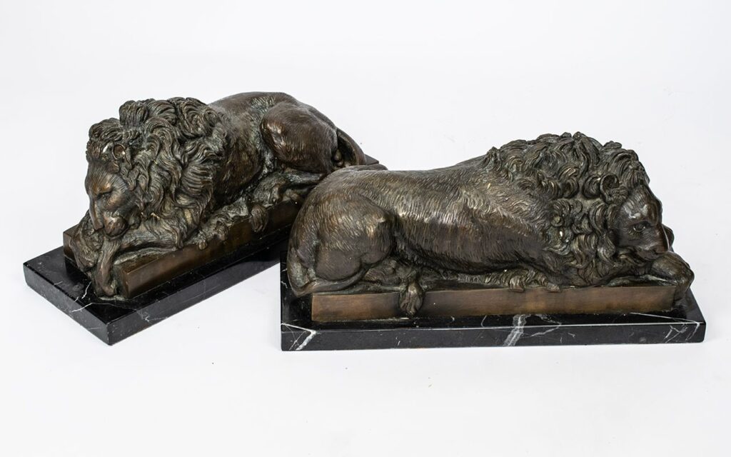 Bronze lions after Antonio Canova